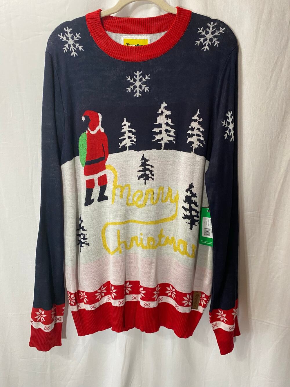 NWT Tipsy Elves Men's Yellow Snow Santa Ugly Christmas Sweater XL